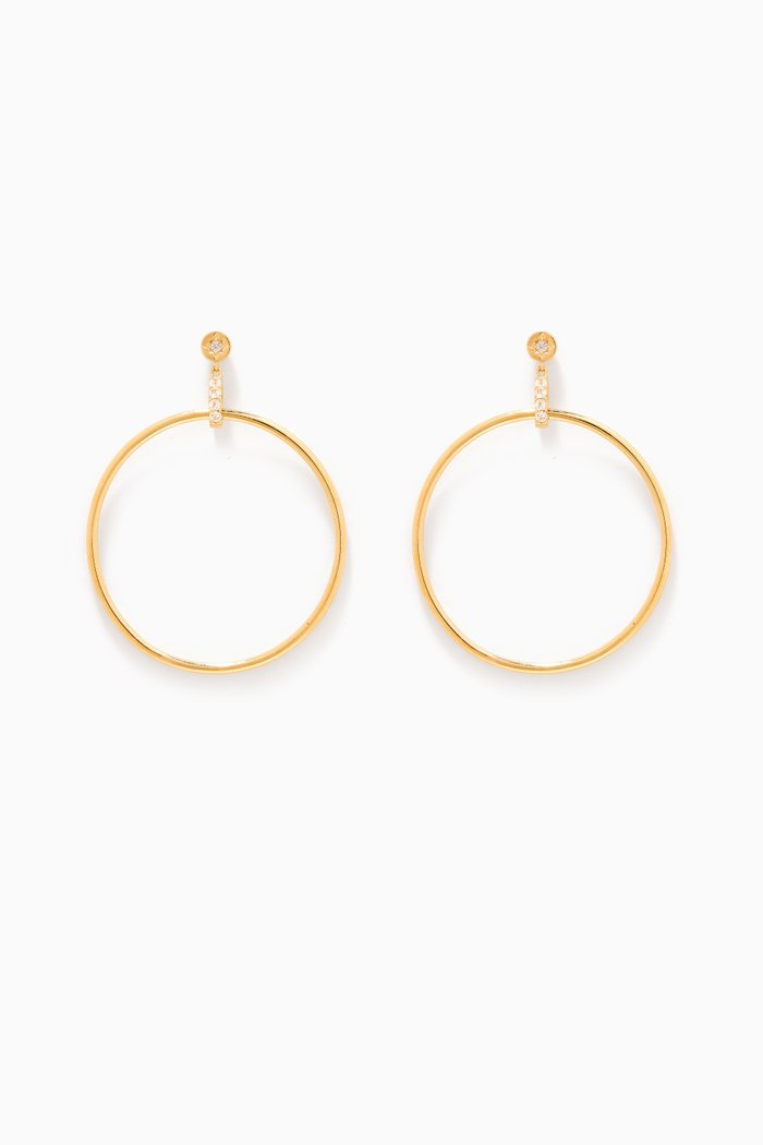 

Polaris White Sapphire Front Facing Hoops in 18kt Yellow Gold Vermeil
