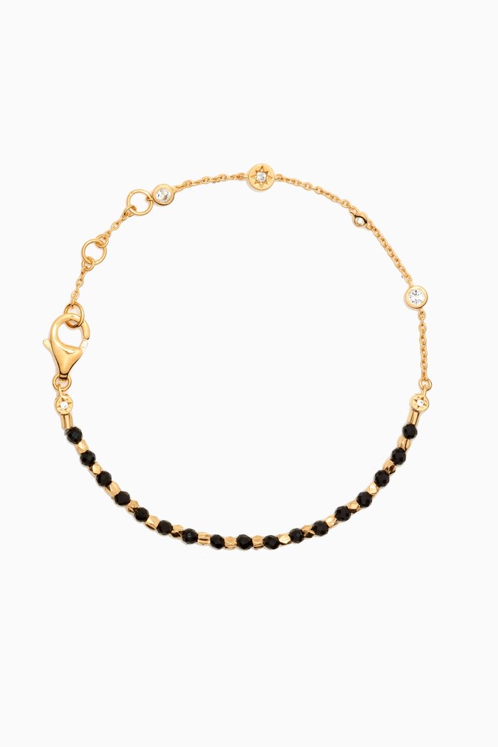 

North Star & Mini Biography Black Spinel Bracelet in 18kt Gold Vermeil, Yellow