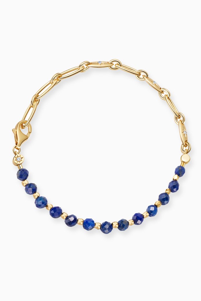 

Orbit & Biography Lapis Lazuli Bracelet in 18kt Gold Vermeil, Yellow
