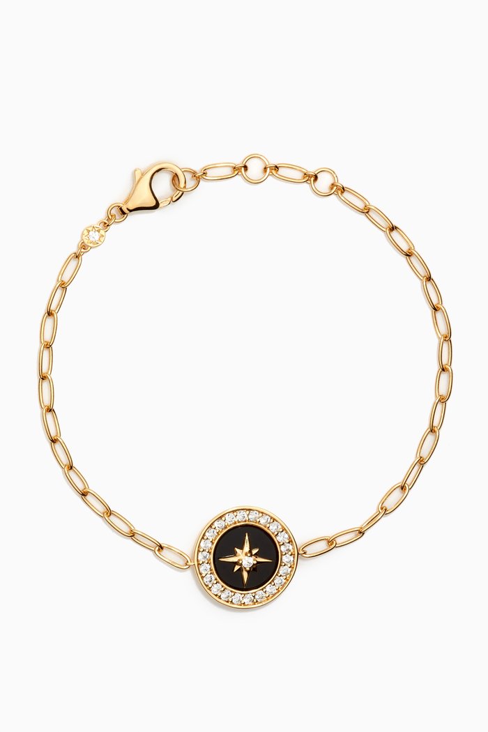 

Polaris Black Onyx Compass Sapphire Bracelet in 18kt Yellow Gold Vermail
