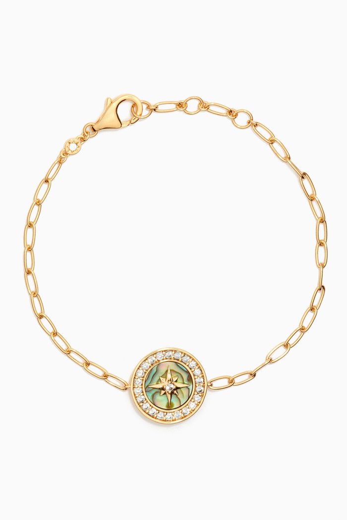 

Polaris Abalone Compass Sapphire Bracelet in 18kt Yellow Gold Vermail