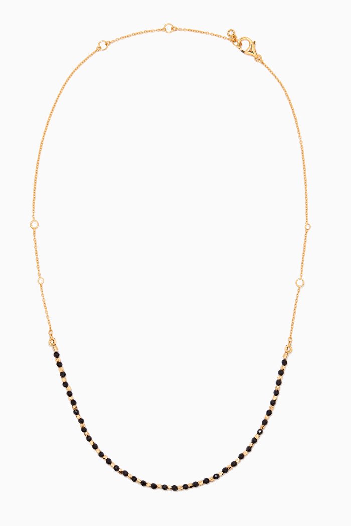 

North Star & Mini Biography Black Spinel Necklace in 18kt Gold Vermeil, Yellow