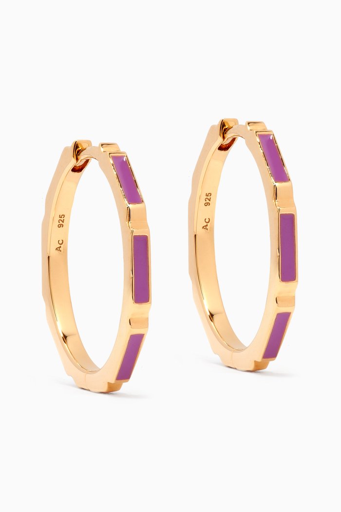 

Aubar Enamel Hoop Earrings in 18kt Gold Vermeil, Yellow