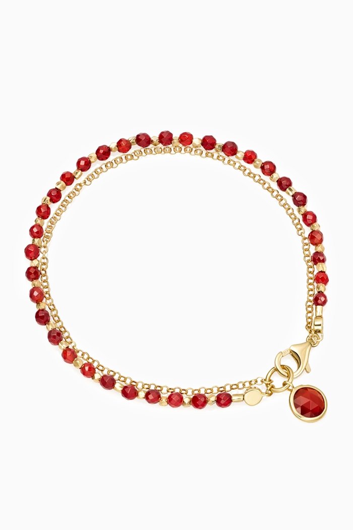 Red Agate Biography Bracelet in 18kt Gold Vermeil, Yellow