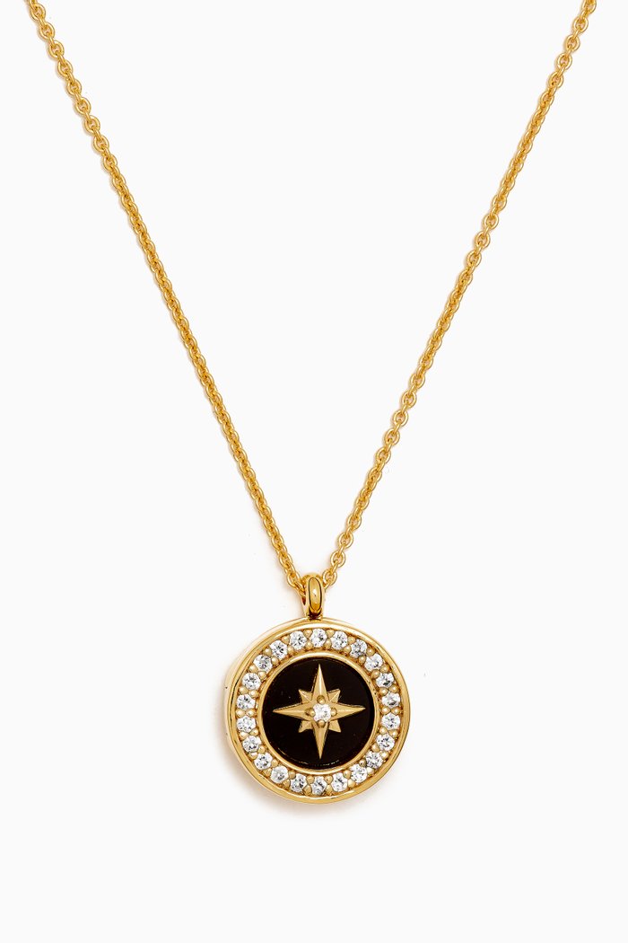 

Polaris Black Onyx Locket Necklace in 18kt Gold Vermeil, Yellow
