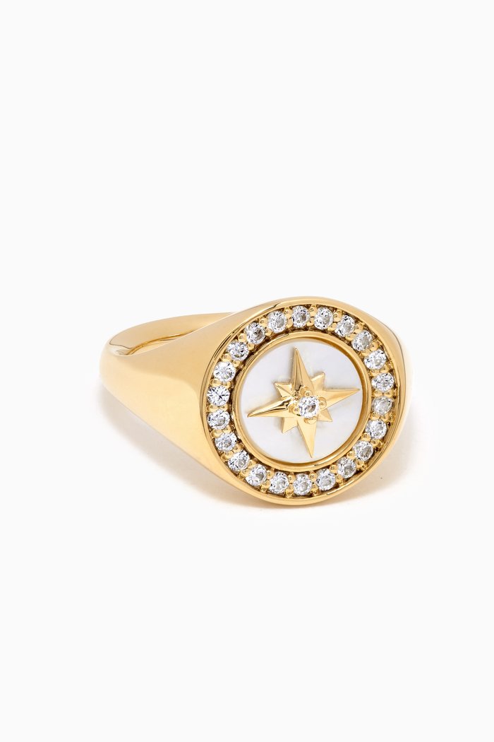 

Polaris Mother-of-Pearl Signet Ring in 18kt Gold Vermeil, Yellow