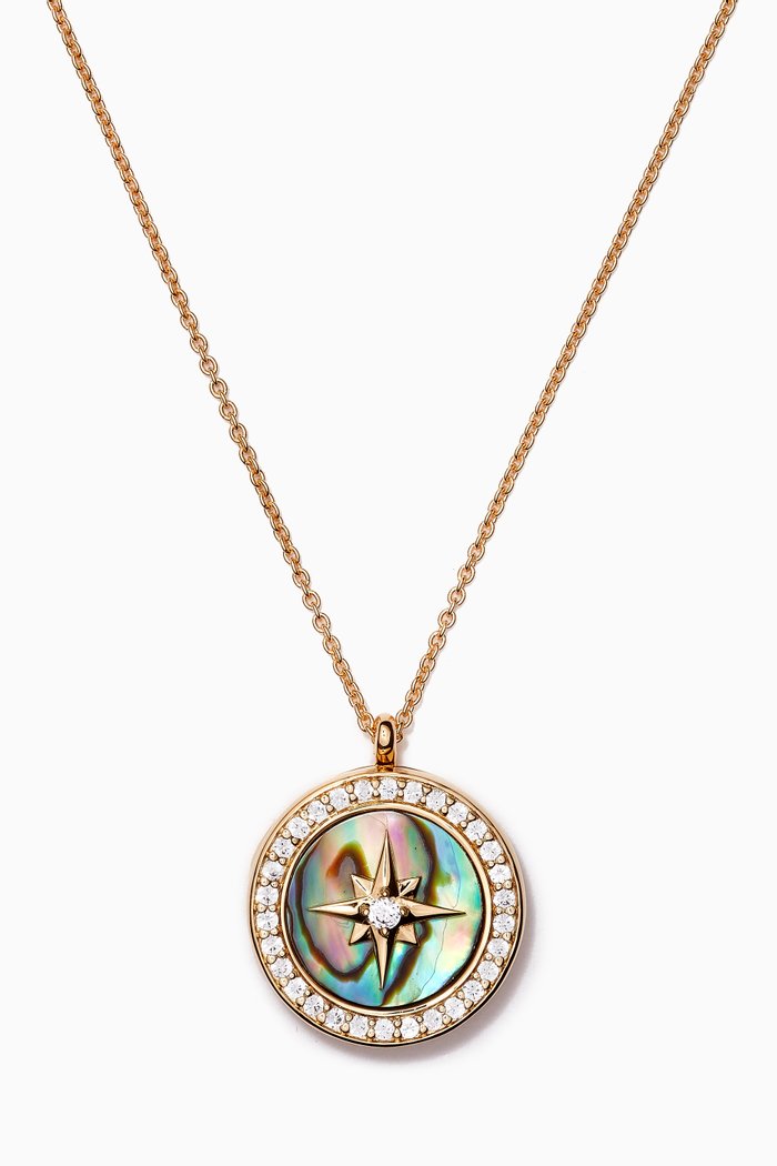 

Large Polaris Abalone Locket Necklace in 18kt Gold Vermeil, Yellow