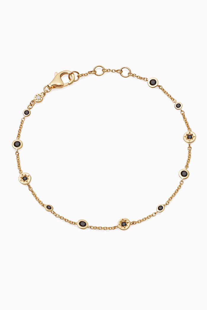 

Polaris North Star Black Spinel Station Bracelet in 18kt Yellow Gold Vermeil