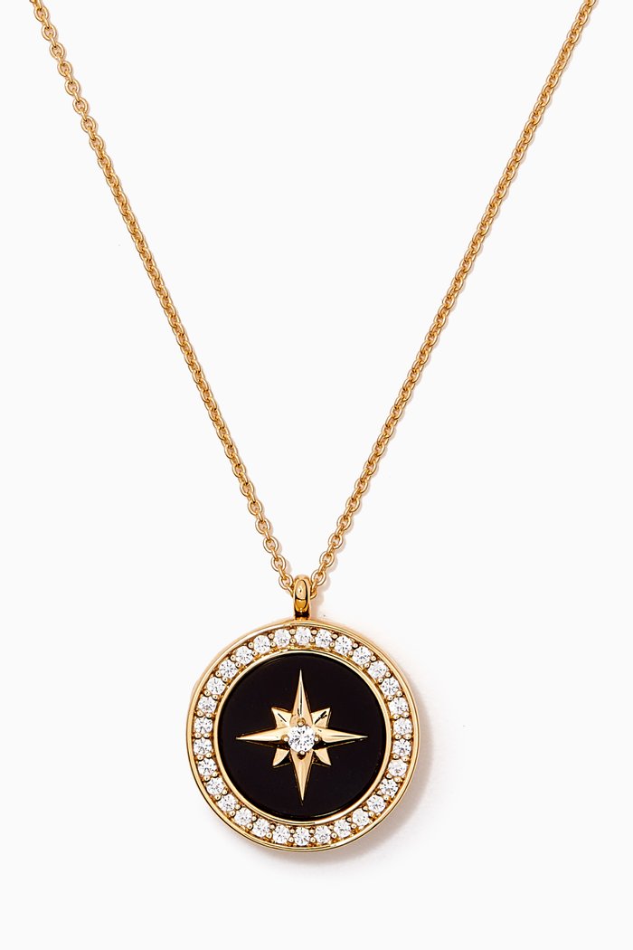 

Large Polaris Black Onyx Locket Necklace in 18kt Gold Vermeil, Yellow