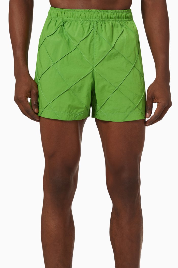 Intreccio Patterned Swim Shorts in Nylon, Green