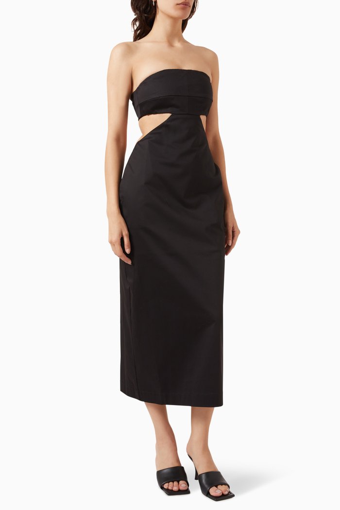 

Monte Carlo Column Midi Dress in Heavy Stretch Cotton, Black