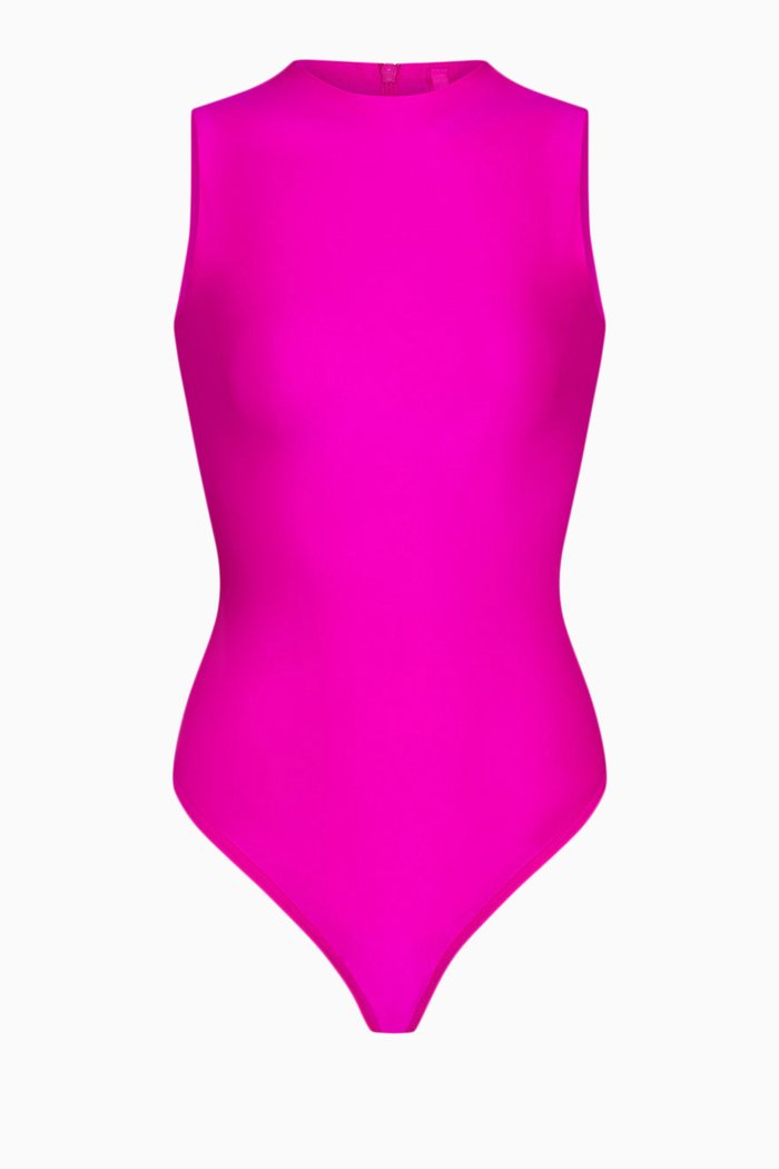 

Disco Sleeveless Mock Neck Bodysuit, Pink