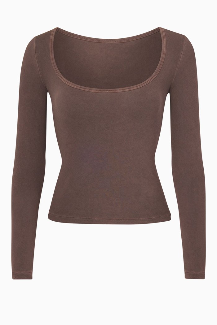 

New Vintage Sccop Long Sleeve T-shirt, Brown