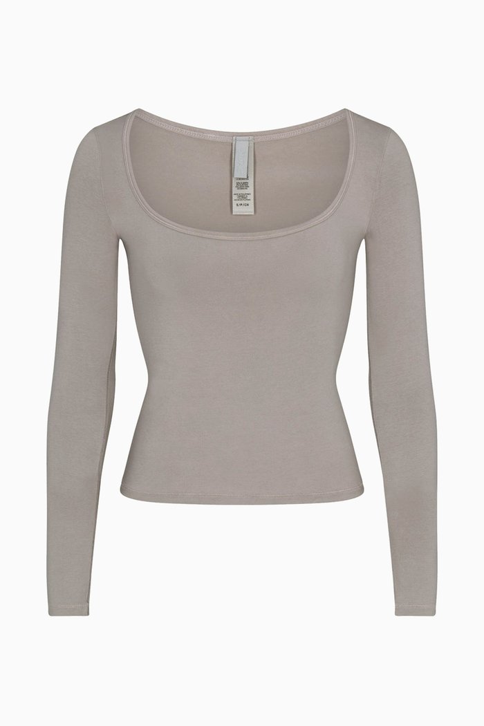

New Vintage Sccop Long Sleeve T-shirt in Cotton, Silver