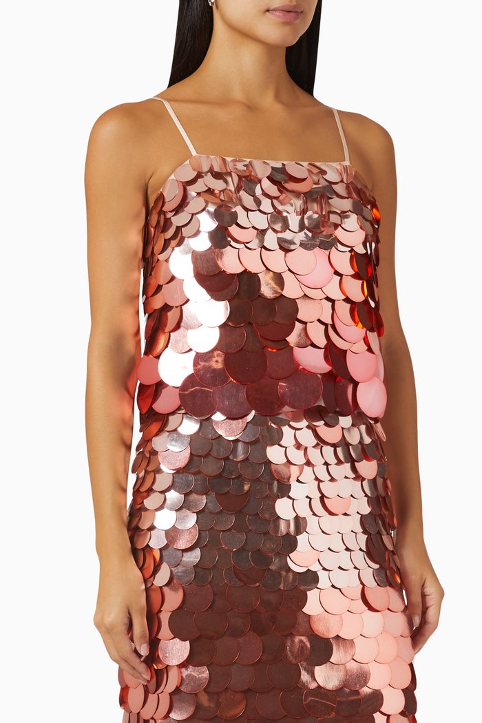 Nikky Camisole Top in Sequinned Fabric, Pink