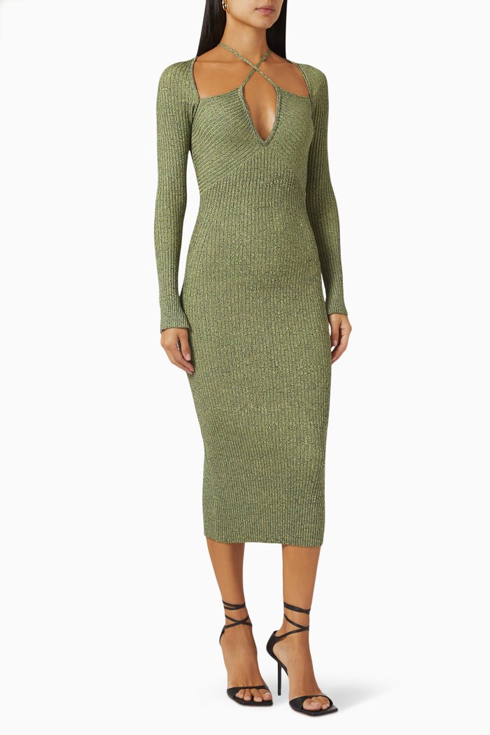 

Elijah Midi Dress in Rayon Rib-knit, Blue