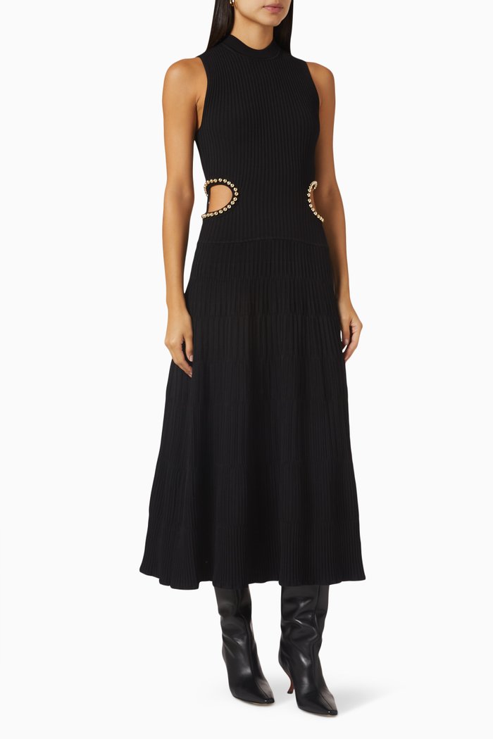 

Tommi Midi Dress in Rib-knit, Black
