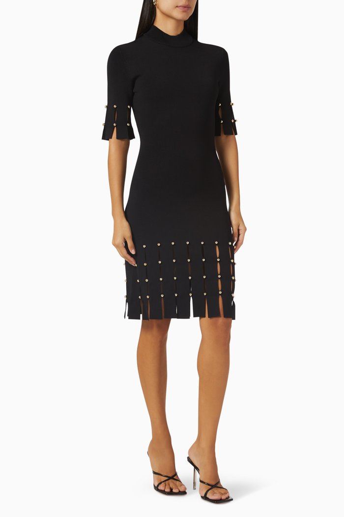 

Dina Midi Dress in Rayon Rib-knit, Black