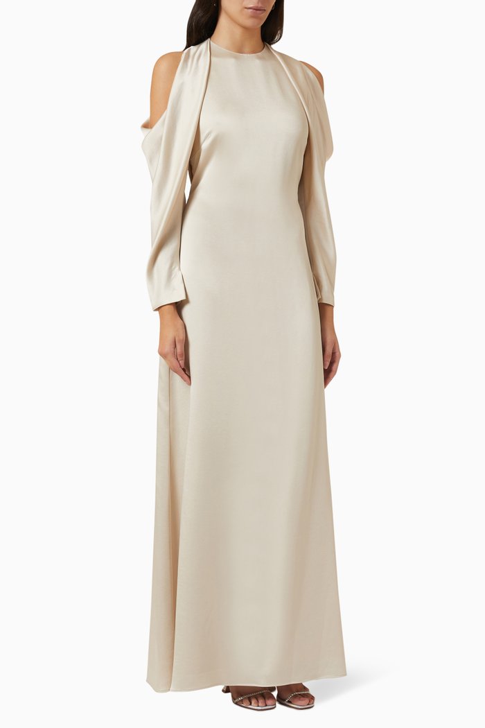 Caitlyn Draped Off-shoulder Maxi Dress, Gold