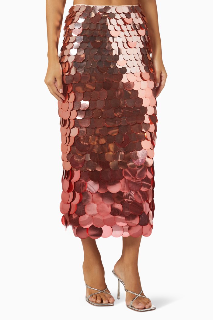 

Elvira Midi Skirt in Sequinned Fabric, Pink