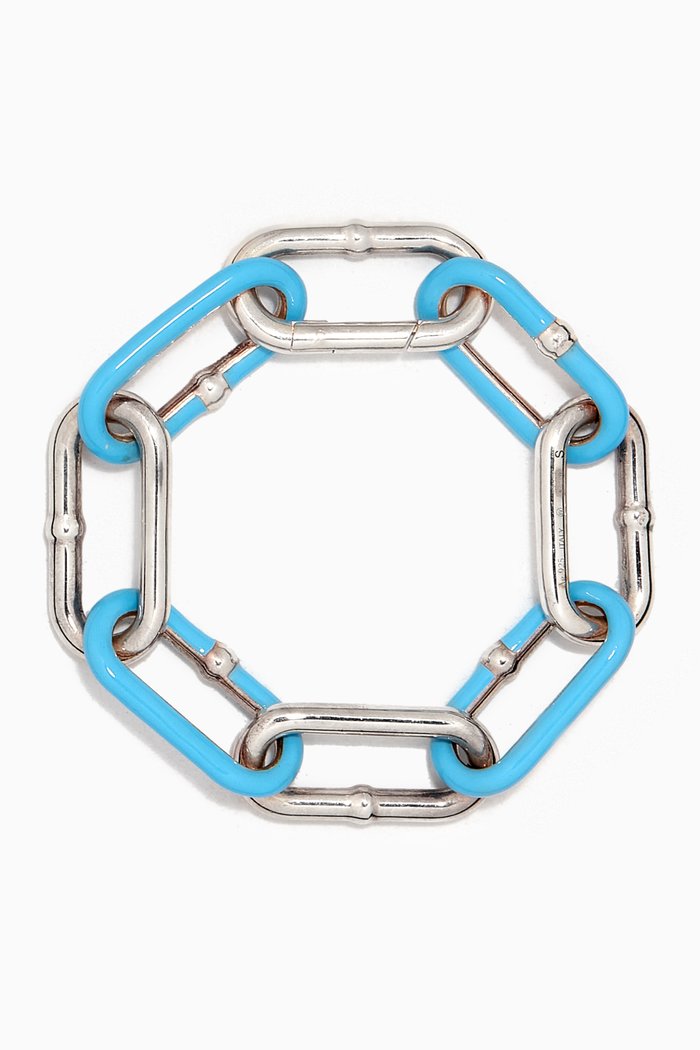 

Enamel Chain Bracelet in Sterling Silver, Blue