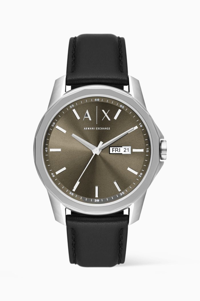 

Banks Quartz Stainless Steel & Leather Watch, 44mm, Black