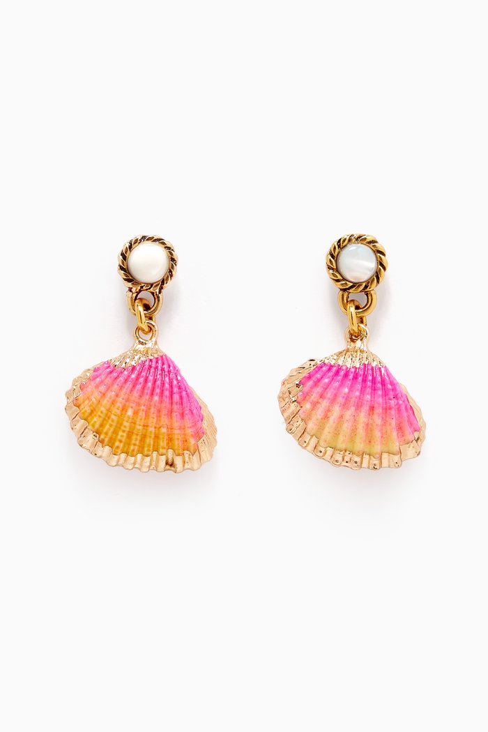 

Sunset Lover Drop Earrings in Gold-plated Brass, Pink