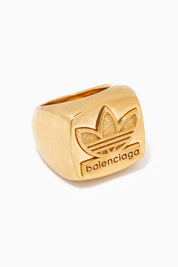 

x Adidas Trefoil Signet Ring in Recycled Sterling Silver, Gold