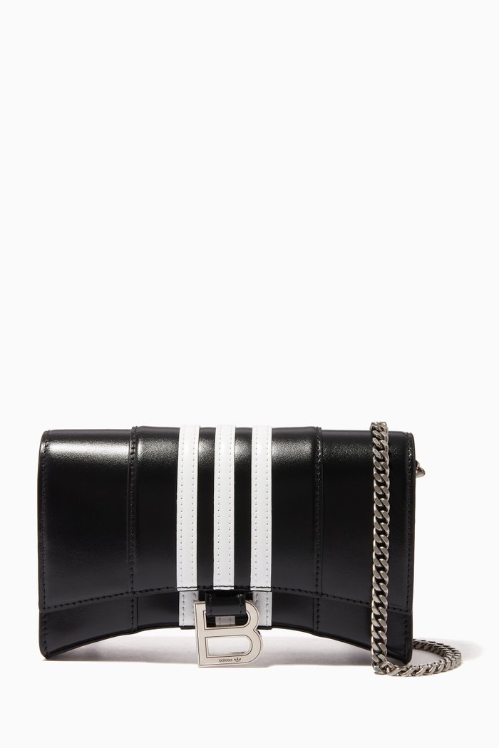 

x adidas Hourglass Wallet in Shiny Box Calfskin, Black