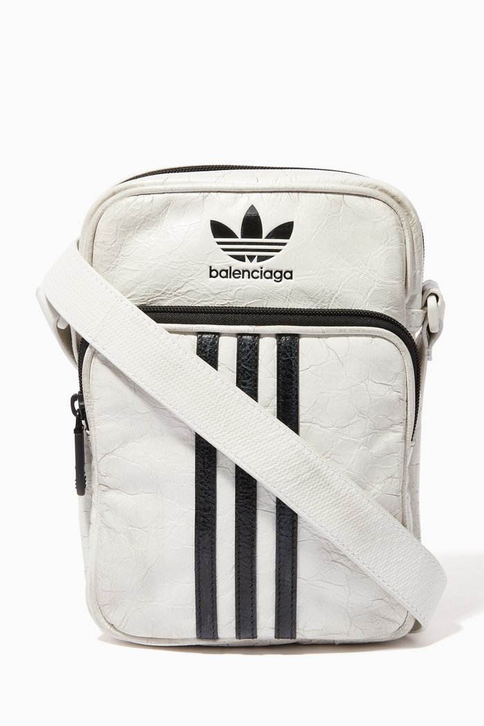 

x Adidas Small Crossbody Messenger Bag in Leather, White