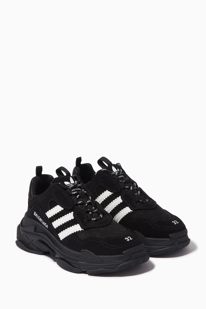 

x Adidas Triple S Sneakers in Double Foam & Mesh, Black