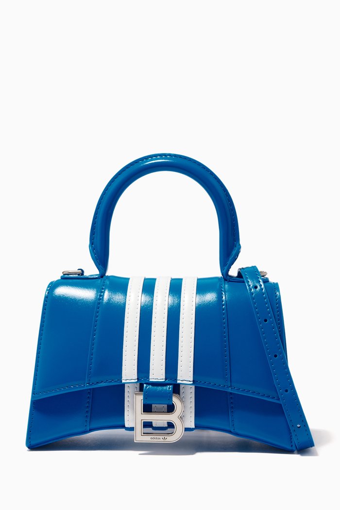 

x adidas Hourglass XS Top Handle Bag in Shiny Box Calfskin, Blue
