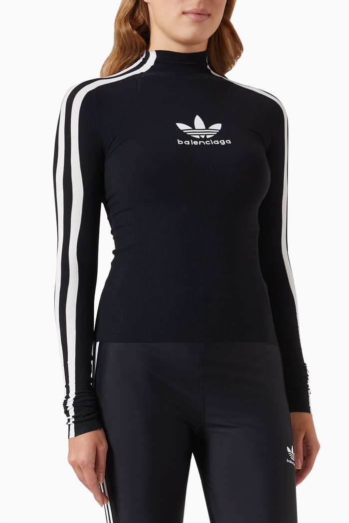 

x Adidas Athletic High-neck Top in Viscose-knit, Black