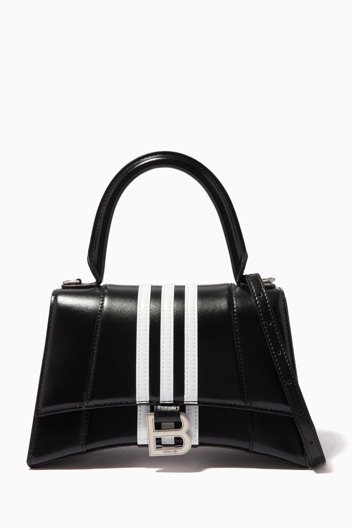 

x adidas Hourglass Small Top Handle Bag in Shiny Box Calfskin, Black