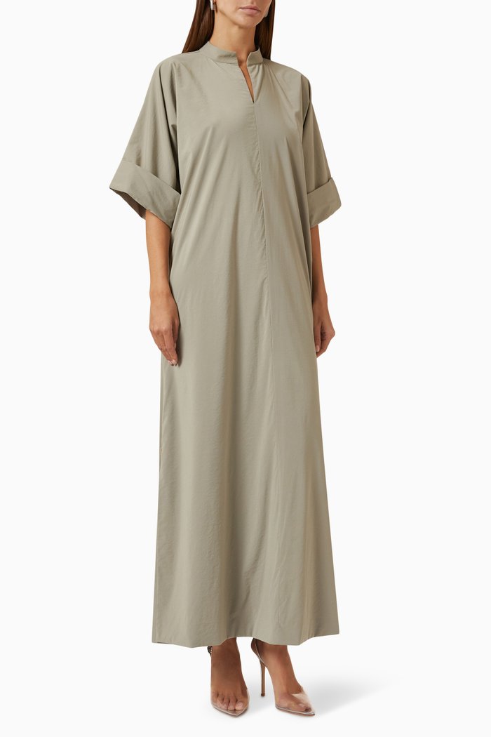 

Band-collar Maxi Dress, Grey