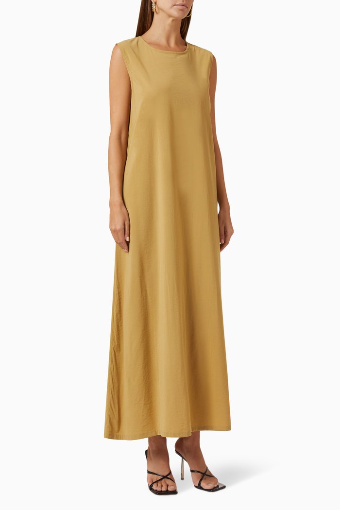 Round-neck Maxi Dress, Yellow