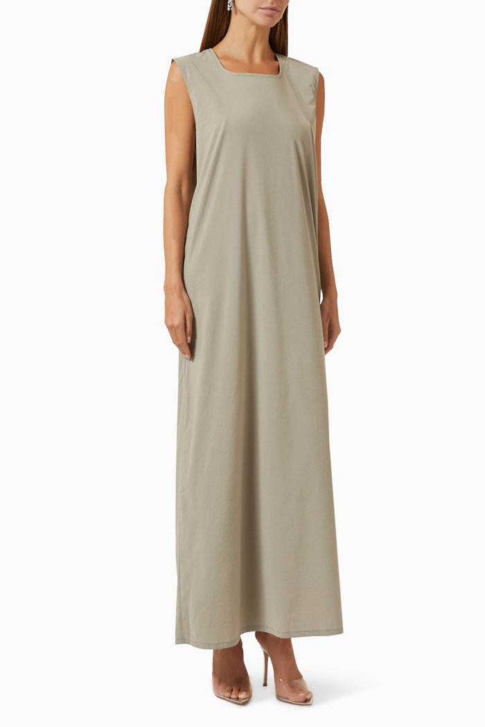 Square-neck Maxi Dress, Grey