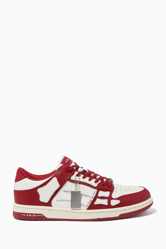

Skeleton Low-top Runners in Nubuck & Leather, Red