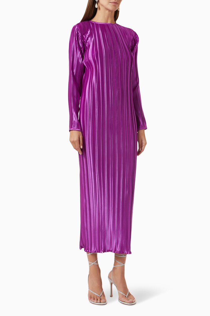 

Exposition Pleated Midi Dress, Purple