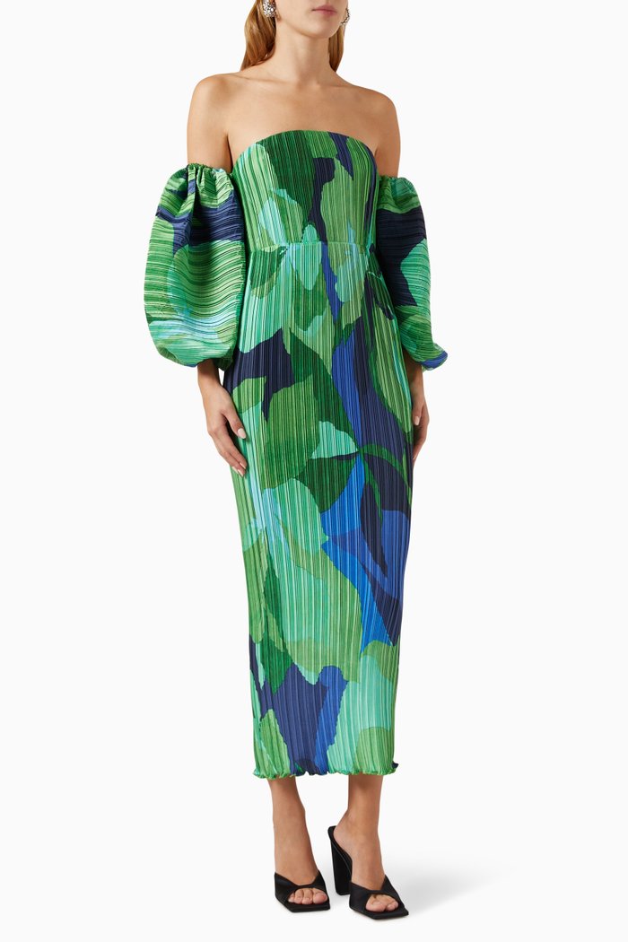 

Sirene Off-shoulder Pleated Dress, Multicolour