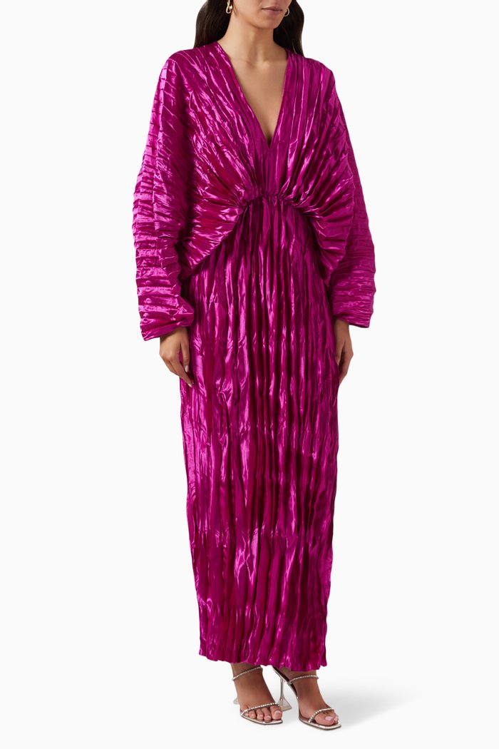 

De Luxe Crinkled Pleated Maxi Dress, Purple