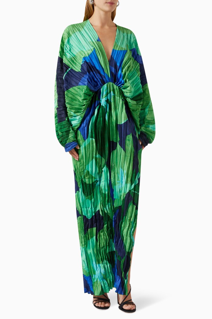 

De Luxe Crinkled Pleated Maxi Dress, Multicolour