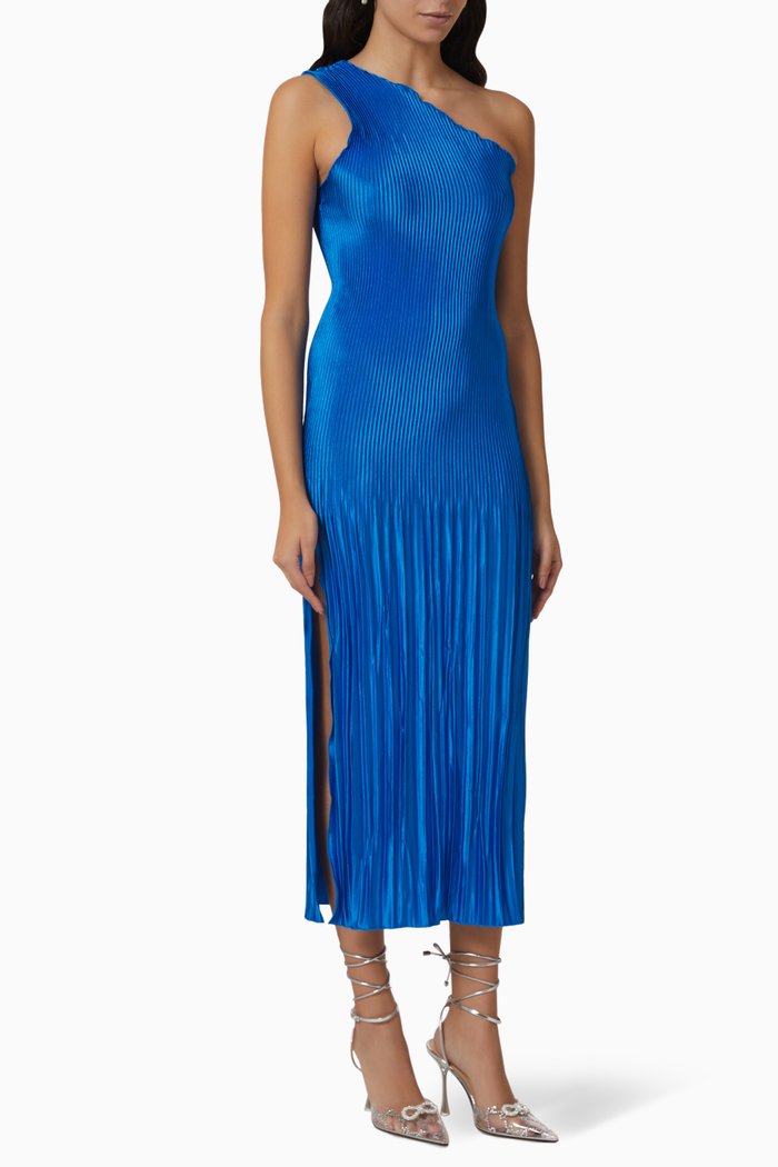 Soiree Gigi One-shoulder Midi Dress, Blue