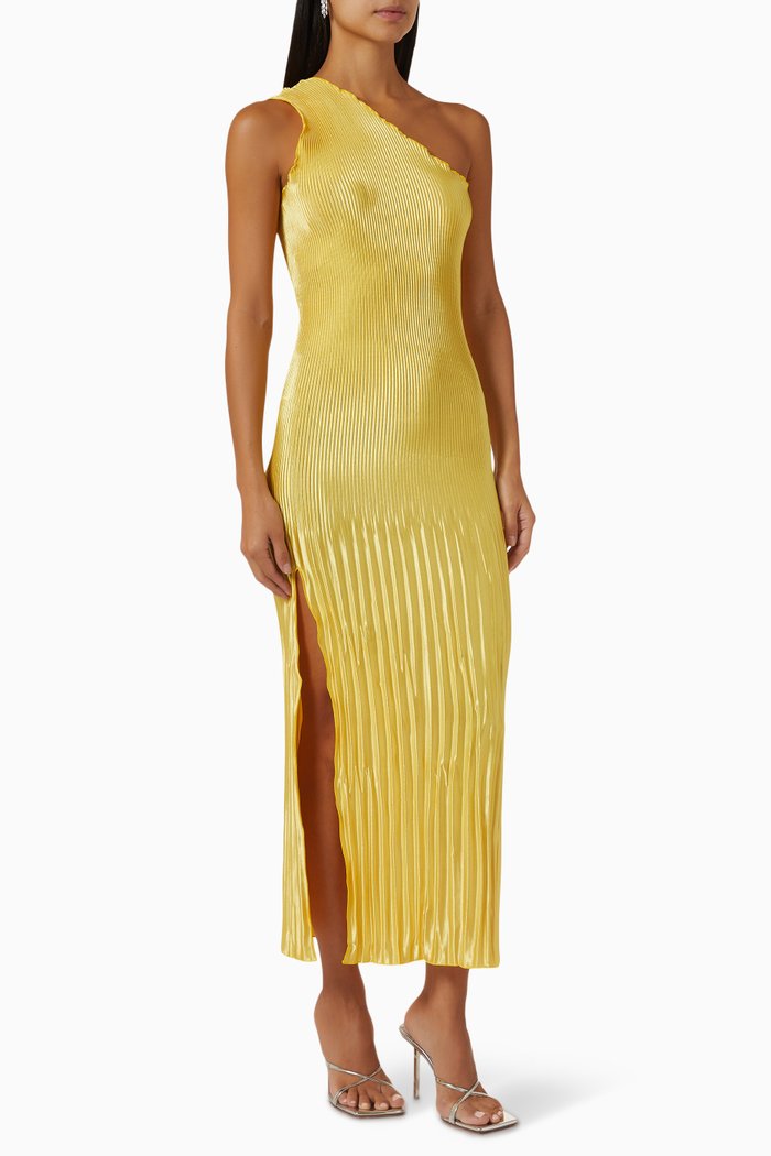 Soiree Gigi One-shoulder Midi Dress, Yellow