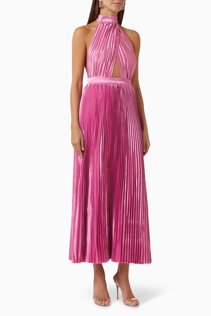 

Renaissance Pleated Midi Dress, Pink