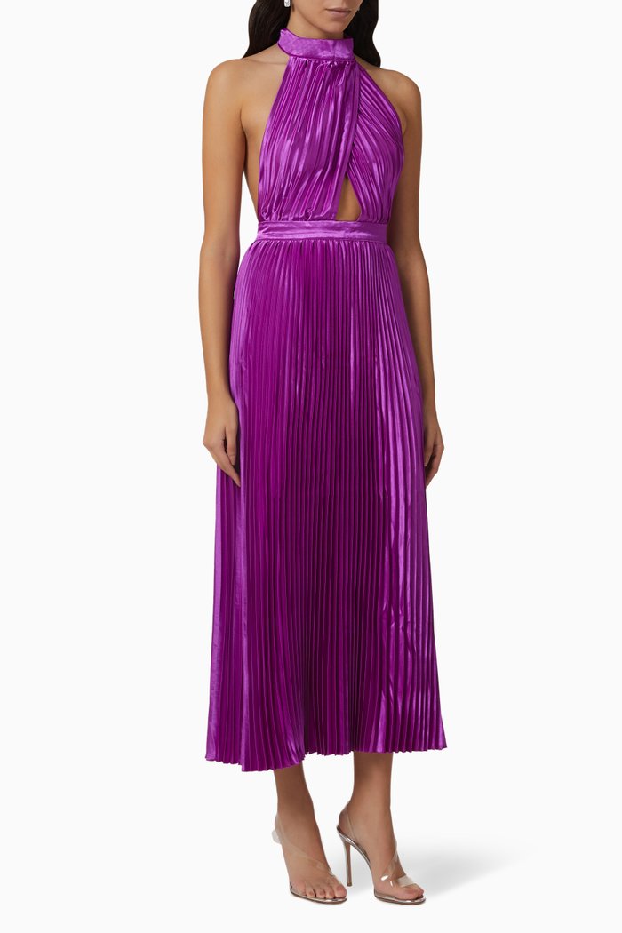 

Renaissance Pleated Midi Dress, Purple