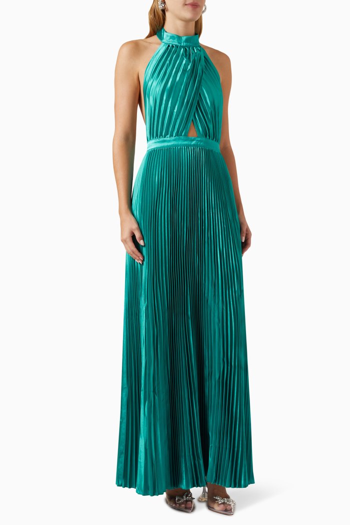 

Renaissance Pleated Midi Dress, Blue