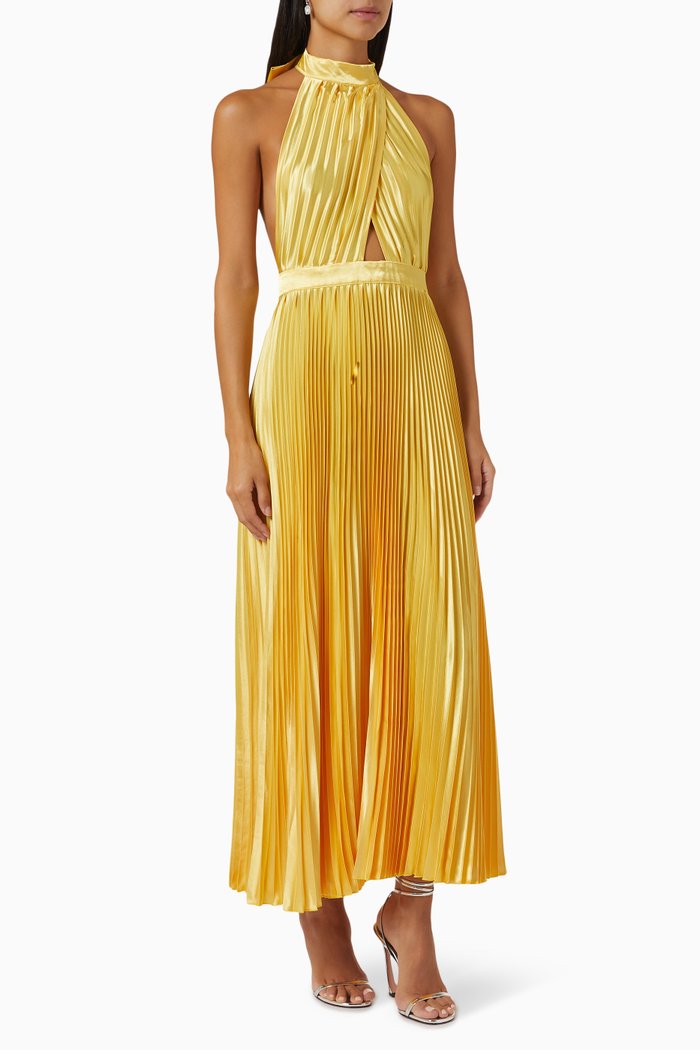 

Renaissance Pleated Midi Dress, Yellow