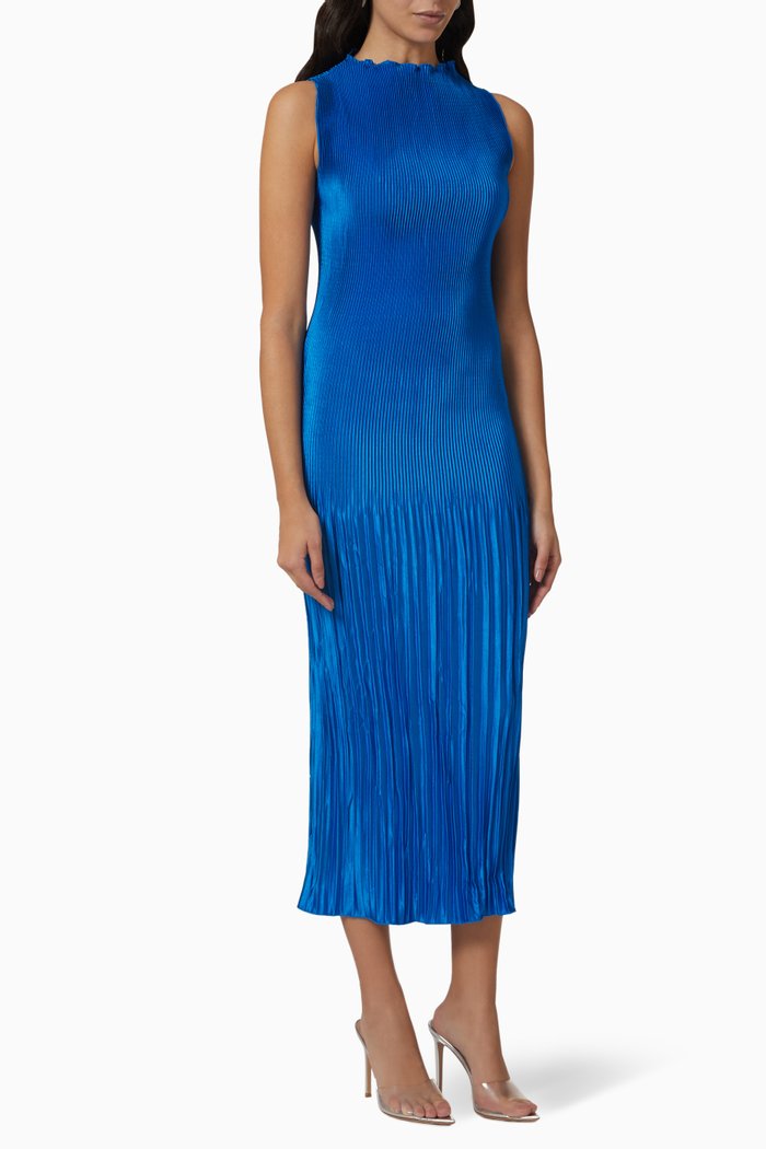 

Soiree Moss Pleated Midi Dress, Blue