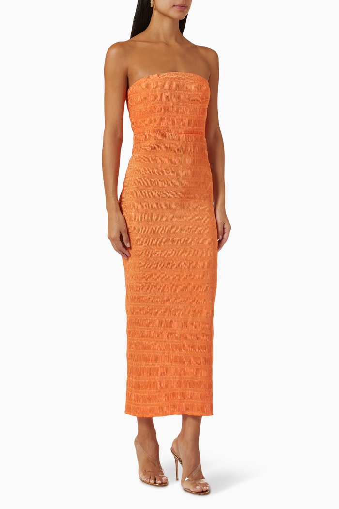 

Aurore Strapless Midi Dress, Orange